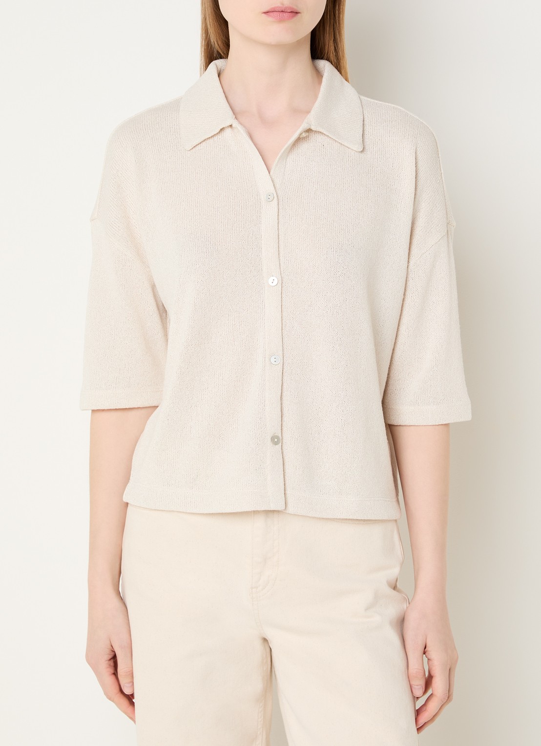 OPUS Sitrica semi-transparante blouse - detail naturel