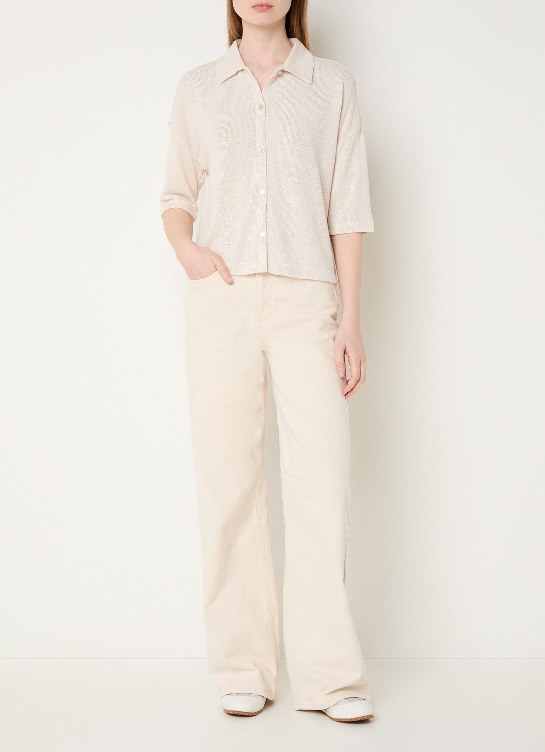 OPUS Sitrica semi-transparante blouse - voorkant 3 naturel