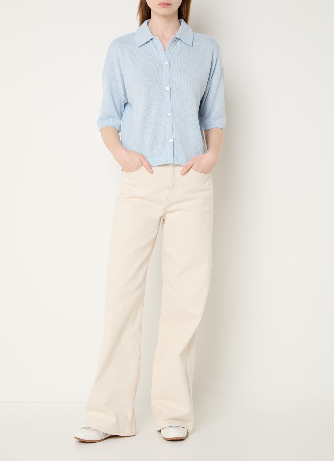 OPUS Sitrica semi-transparante blouse - voorkant 2 blauw