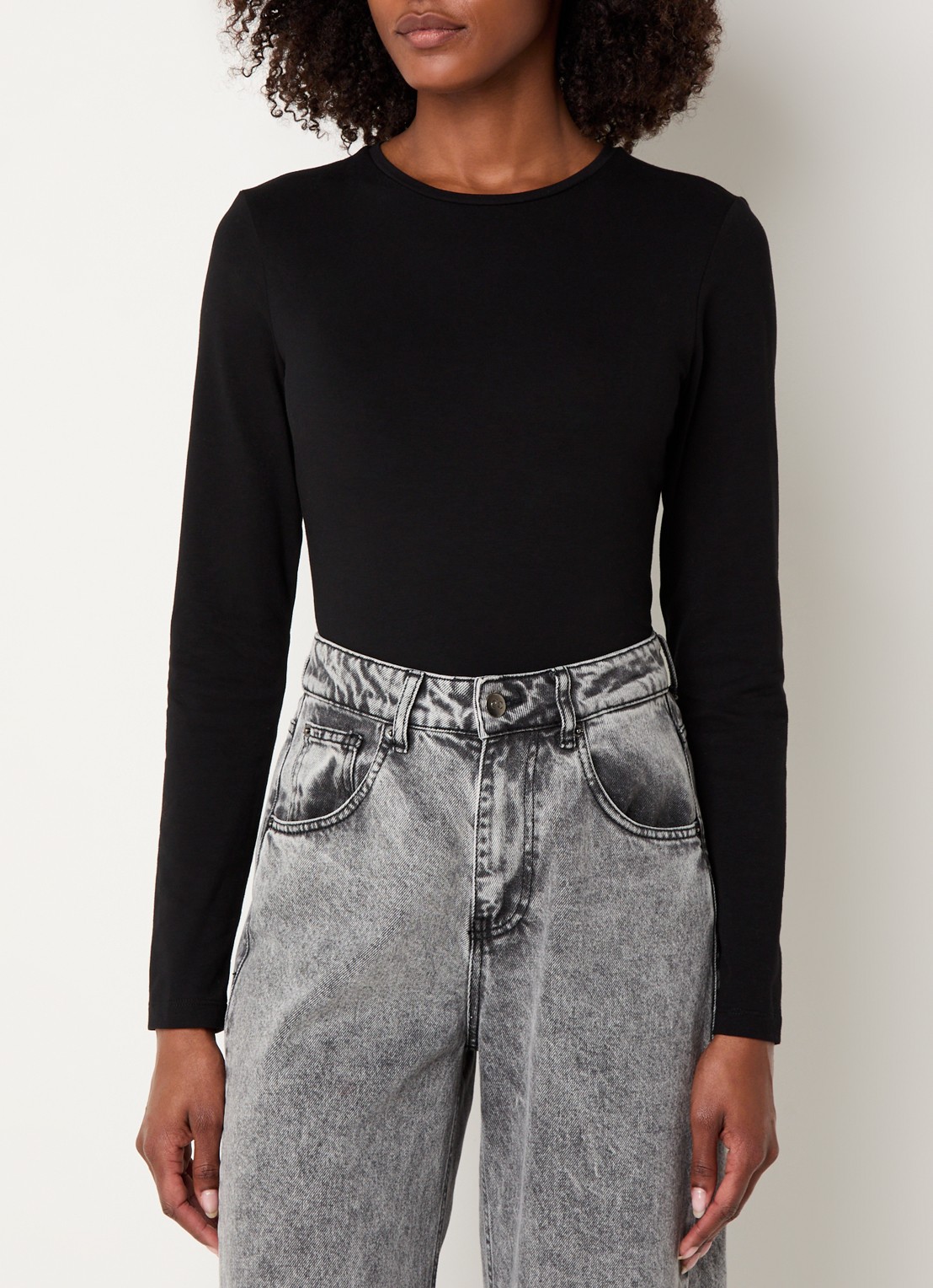 OPUS Smilla longsleeve met stretch - detail 4 zwart