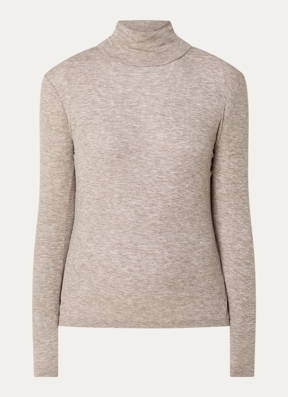 OPUS Somy trui van jersey met col en gemêleerd dessin - voorkant 2 beige