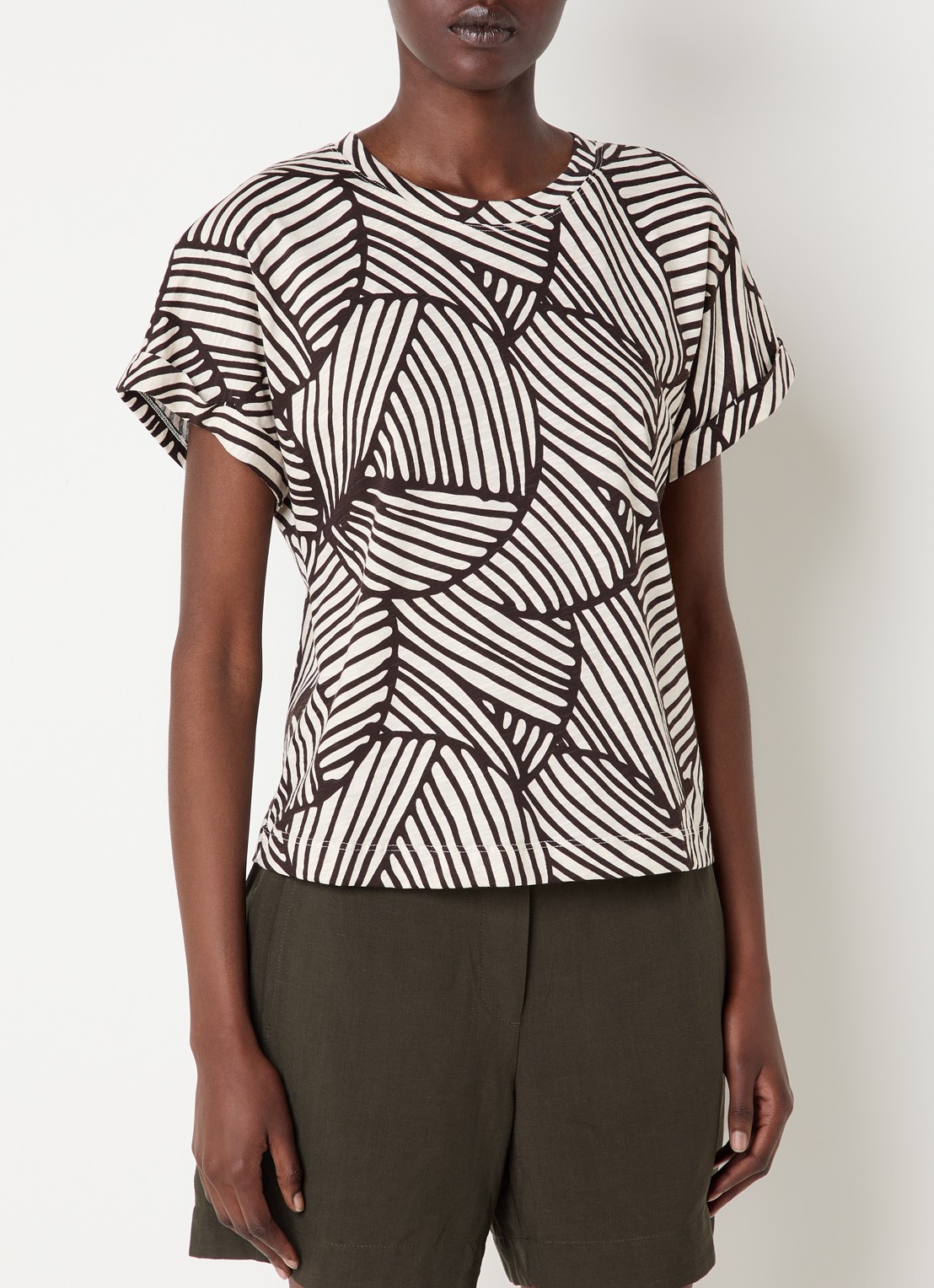 OPUS Soprinti T-shirt van jersey met print - detail 2 bruin