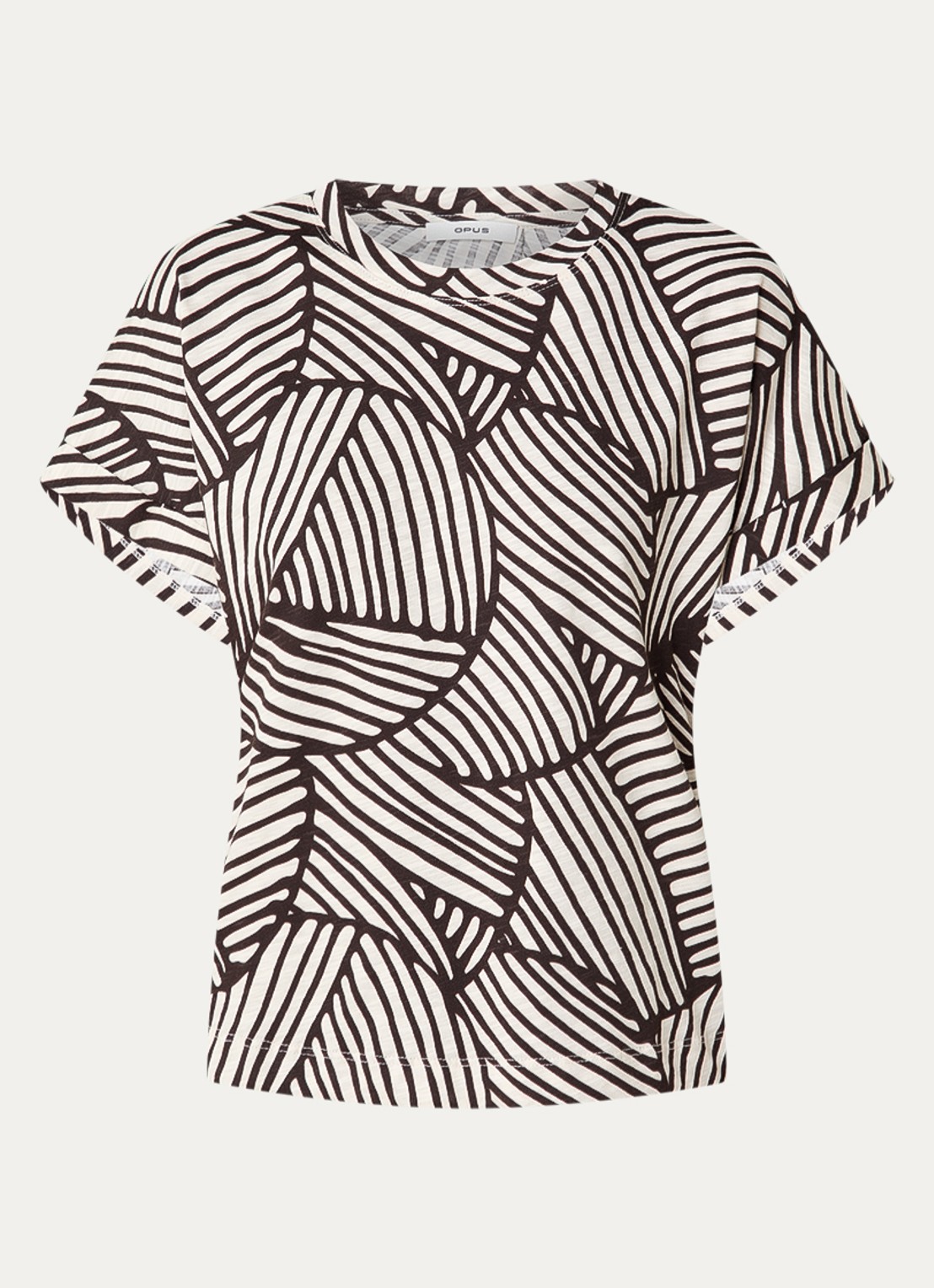OPUS Soprinti T-shirt van jersey met print - voorkant 3 bruin