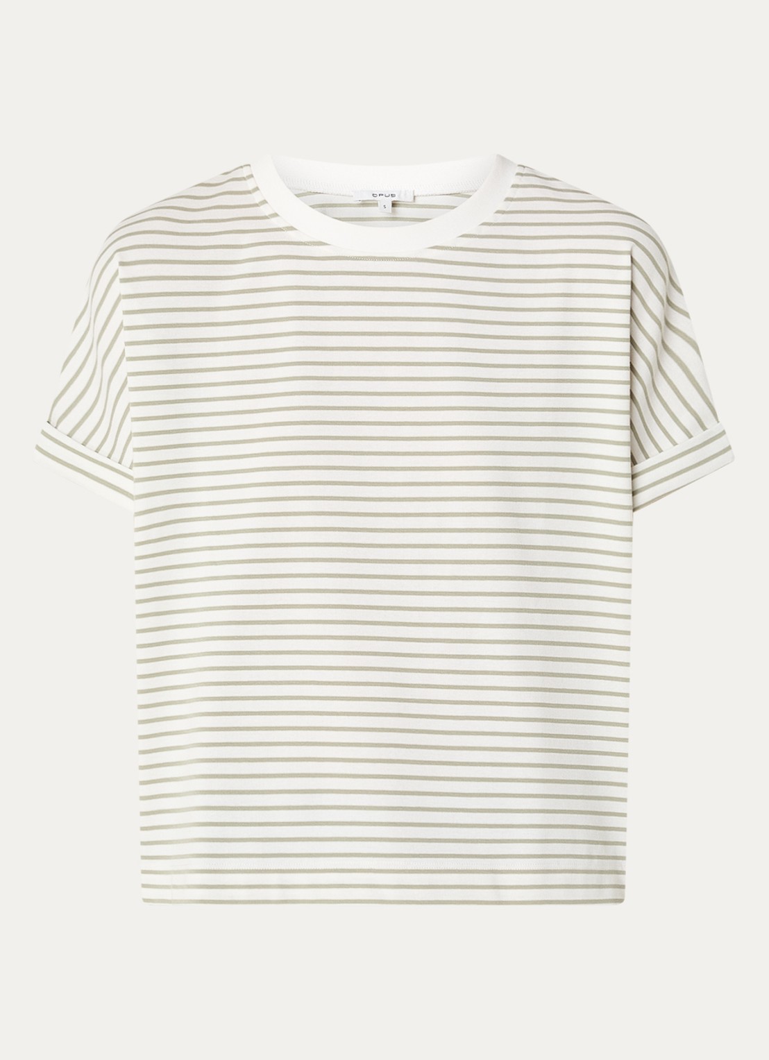 OPUS Sotel T-shirt met streepprint - voorkant 3 olijfgroen