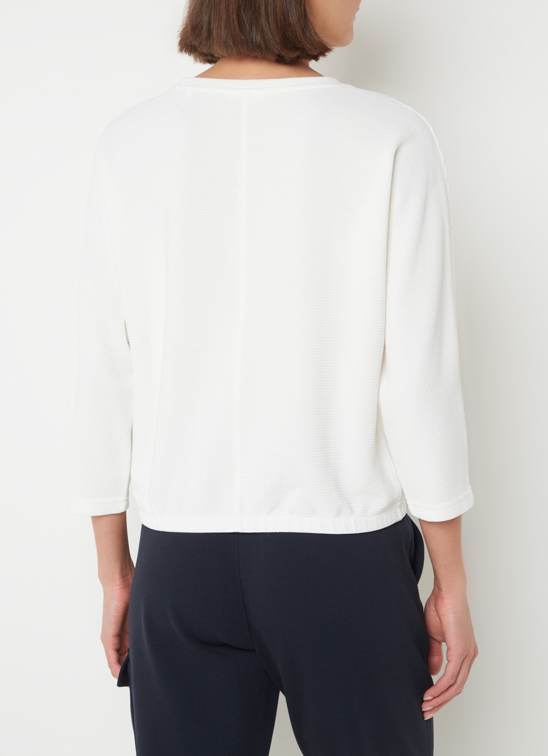OPUS Suzzina top van jersey met ribstructuur - achterkant 4 gebroken wit