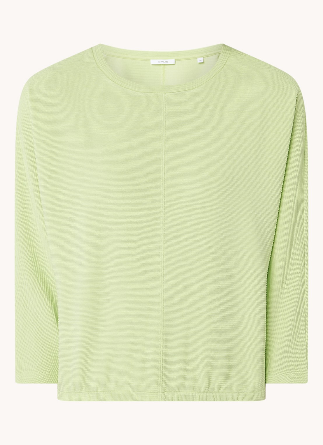 OPUS Suzzina top van jersey met ribstructuur - voorkant lichtgroen