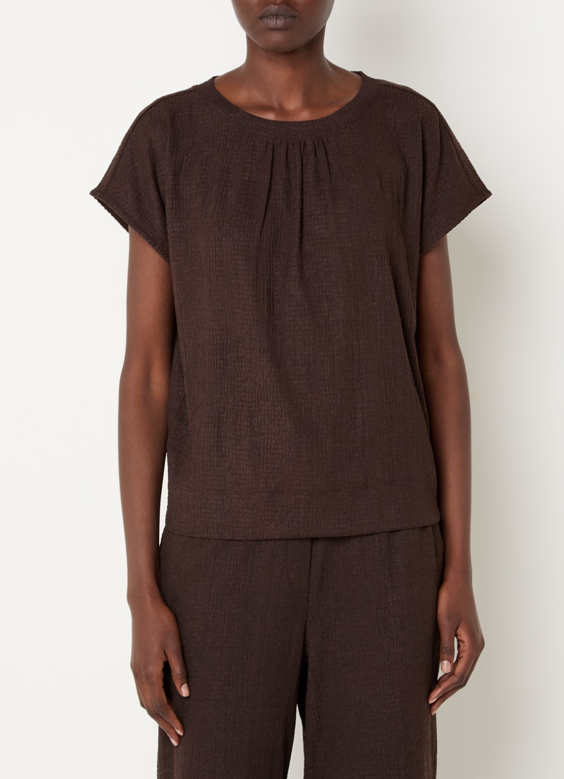 OPUS T-shirt met structuur - detail 3 bruin