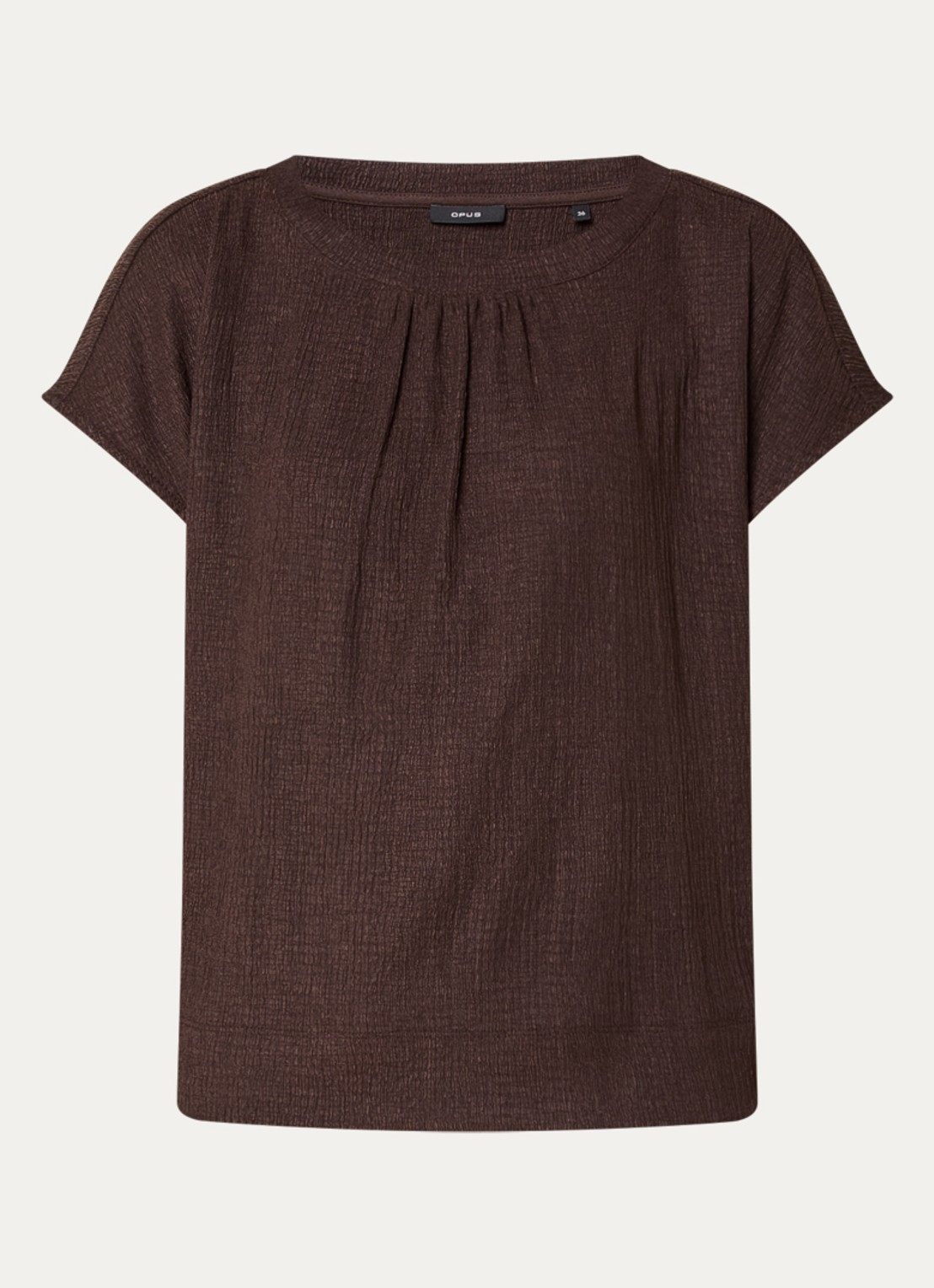 OPUS T-shirt met structuur - voorkant bruin