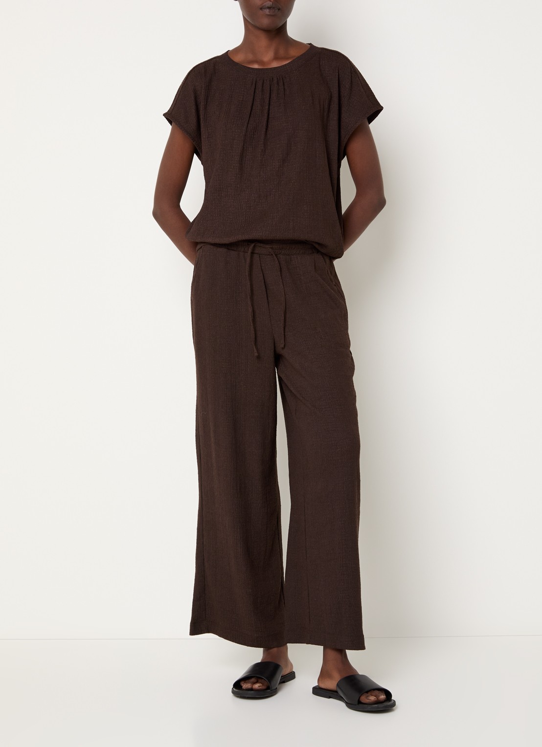 OPUS T-shirt met structuur - voorkant 2 bruin