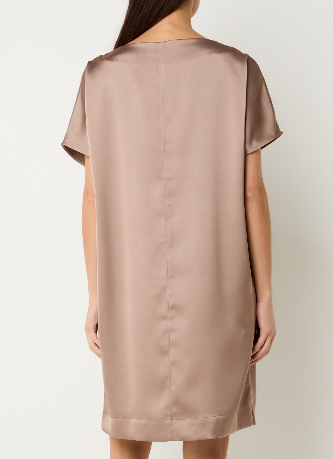 OPUS Wanell mini jurk van satijn - achterkant 4 beige