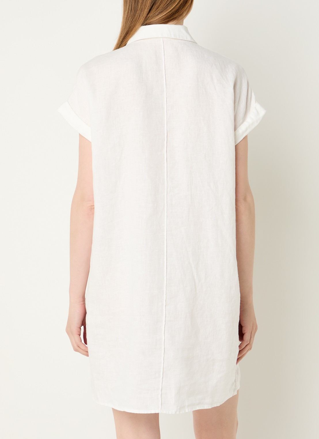 OPUS Welina mini blousejurk van linnen - achterkant wit