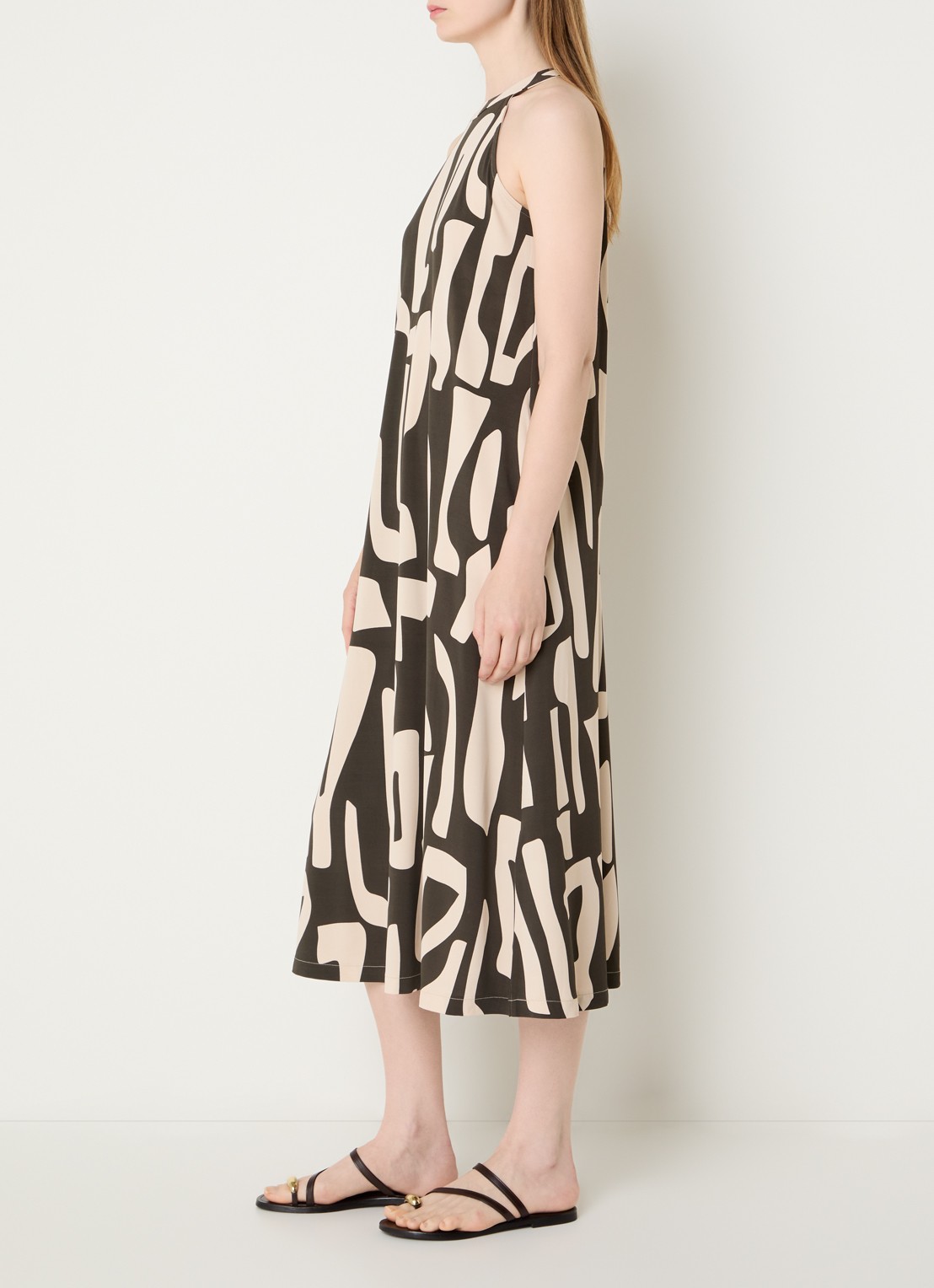 OPUS Wina Dune maxi A-lijn jurk met print - voorkant 2 groen