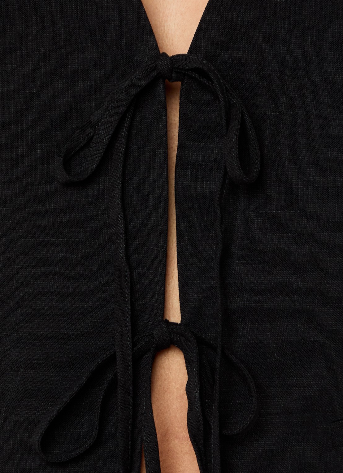 OPUS Wrina gilet in linnenblend - detail 5 zwart