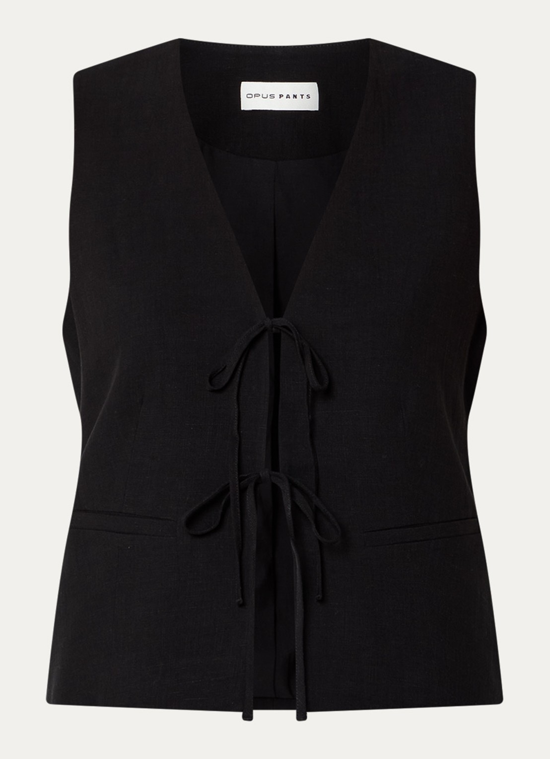 OPUS Wrina gilet in linnenblend - voorkant zwart