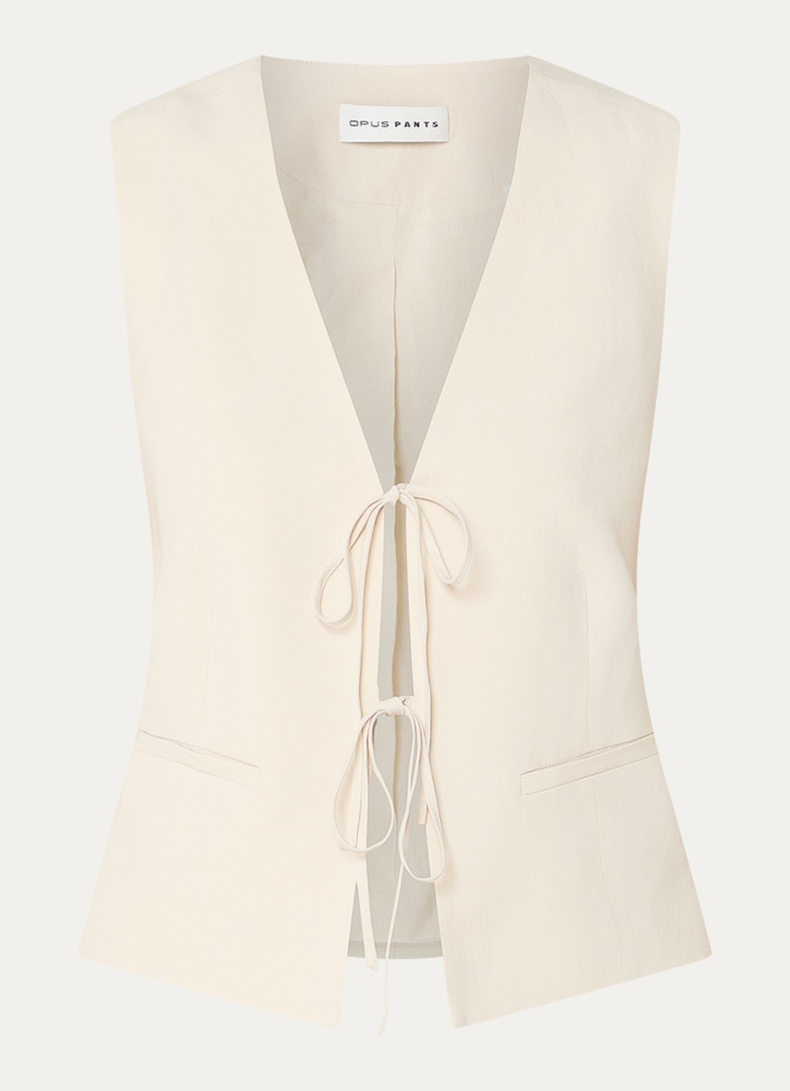 OPUS Wrina gilet in linnenblend - voorkant 2 creme