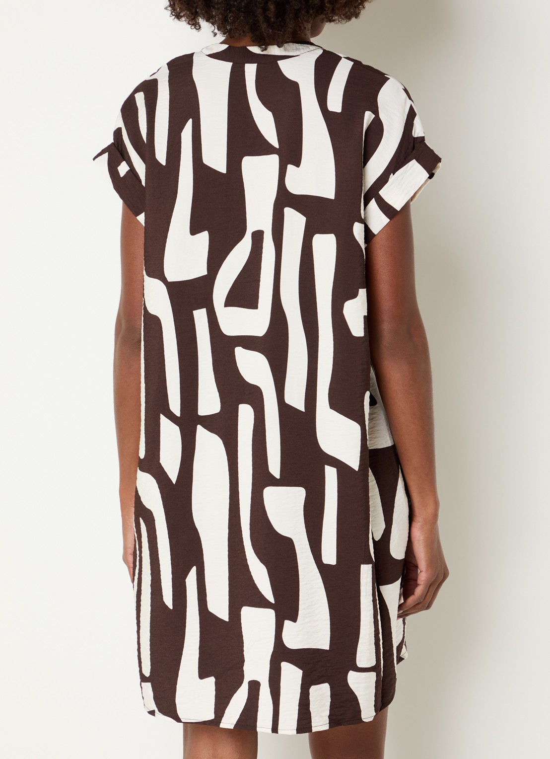 OPUS Wulana Dune mini tuniekjurk met print - achterkant 3 bruin