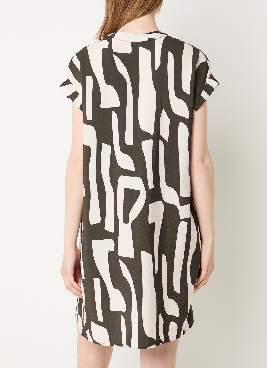 OPUS Wulana Dune mini tuniekjurk met print - achterkant bronsgroen