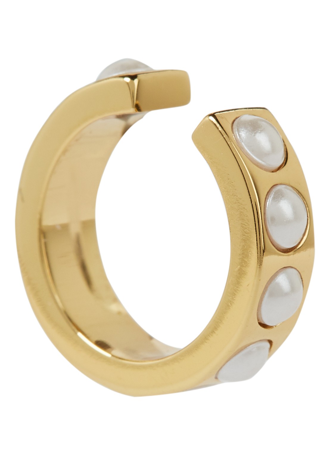 Orelia Chunky Pearl ear cuff  - voorkant goud