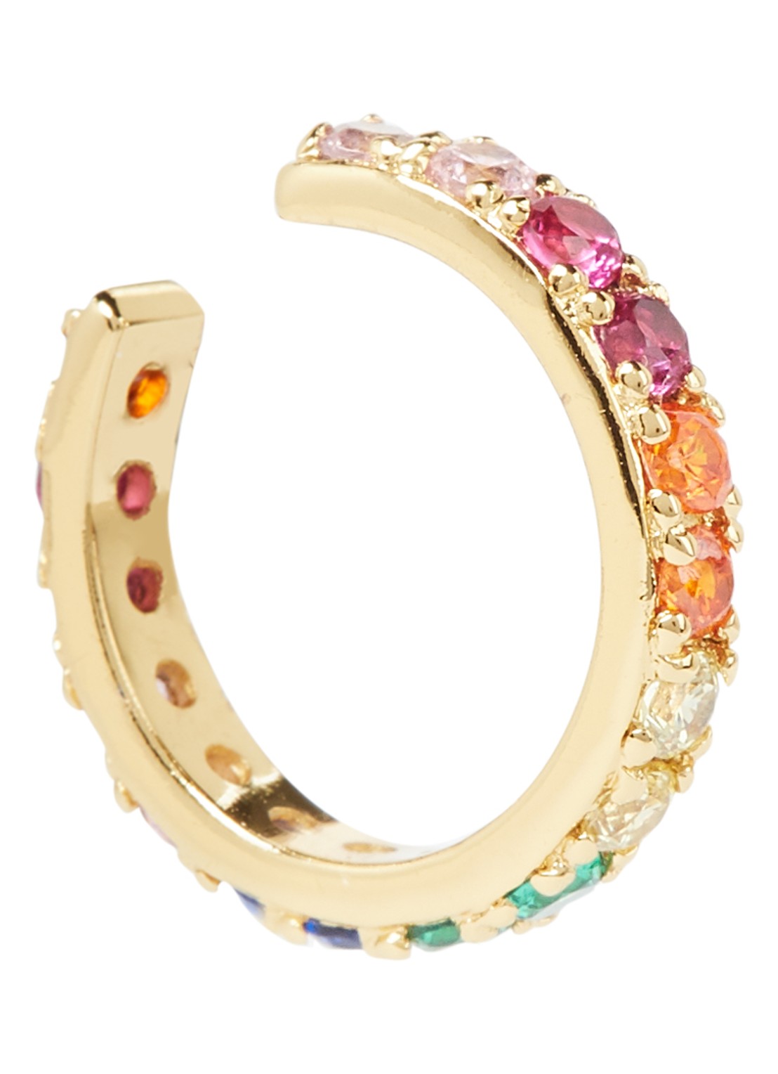 Orelia Rainbow Ear Cuff met strass - voorkant goud