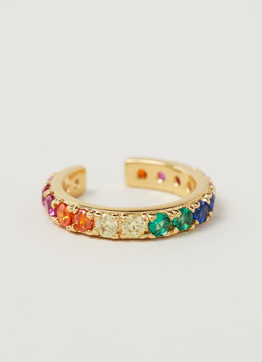 Orelia Rainbow Ear Cuff met strass - voorkant 2 goud