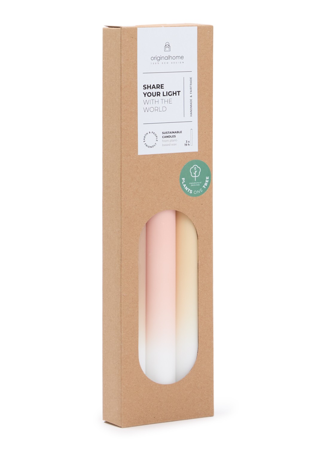 originalhome Gradient kaars 30 cm set van 3 - voorkant multicolor