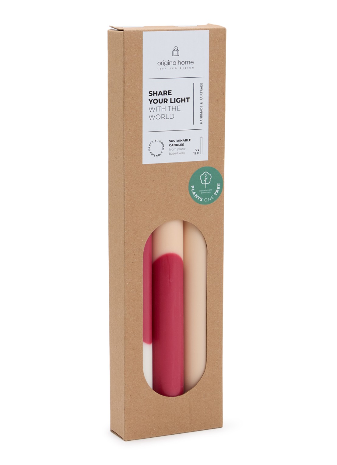 originalhome Joy Diagonal kaars 30 cm set van 3 - voorkant rood