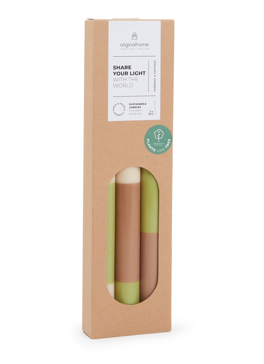originalhome Layered kaars 30 cm set van 3 - voorkant groen
