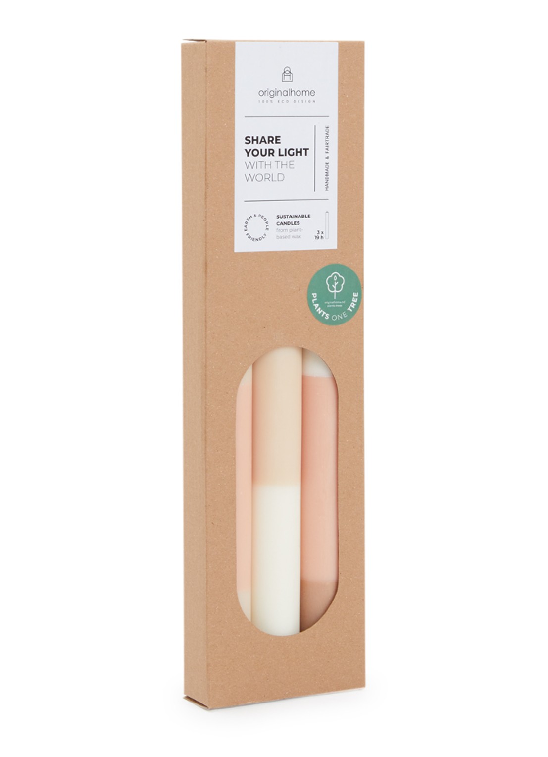 originalhome Layered kaars 30 cm set van 3 - voorkant roze