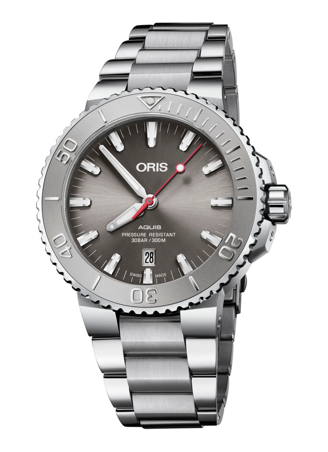 Oris Aquis Date horloge - voorkant zilver