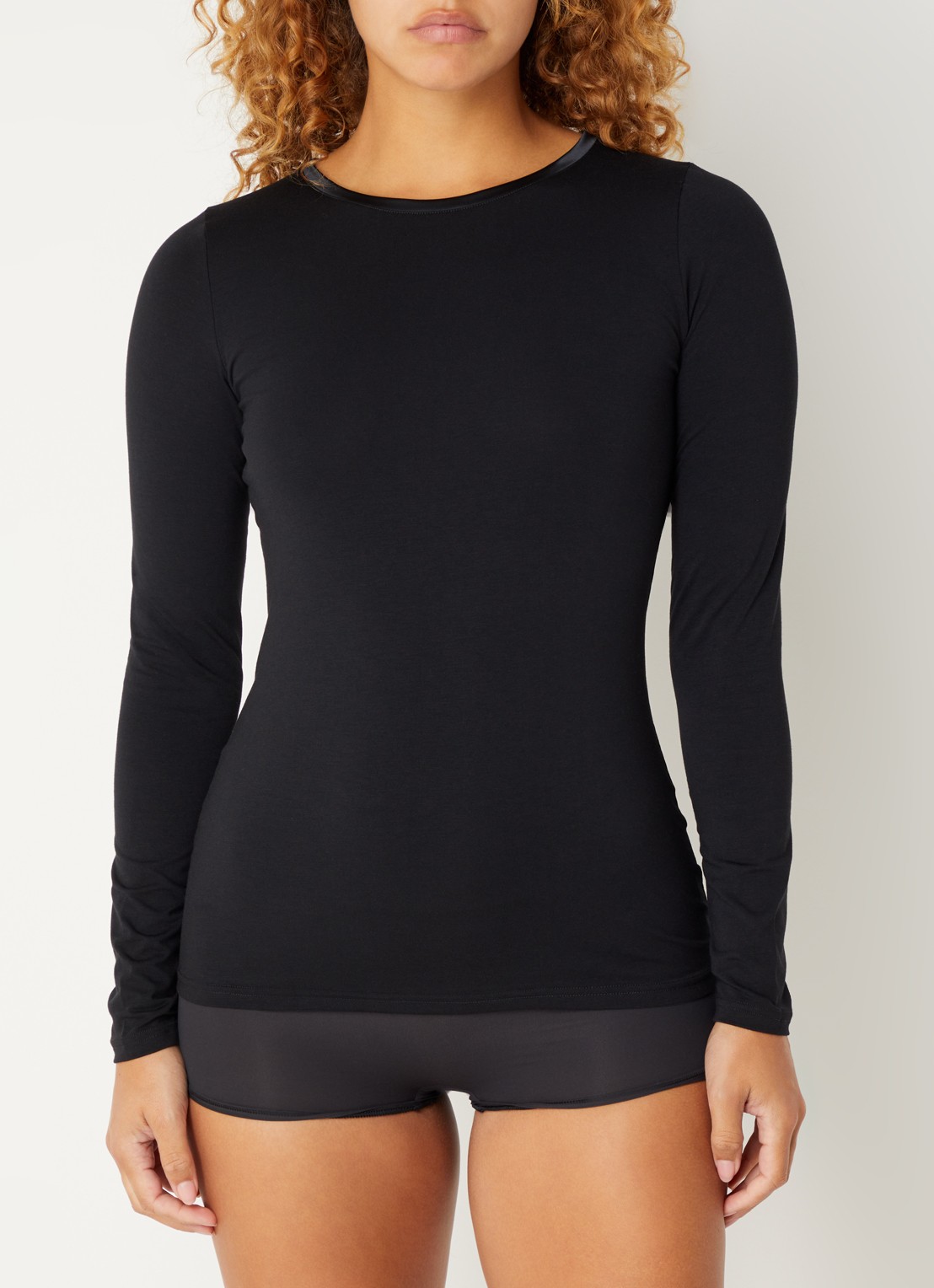 Oroblu Basic longsleeve met ronde hals - detail 4 zwart
