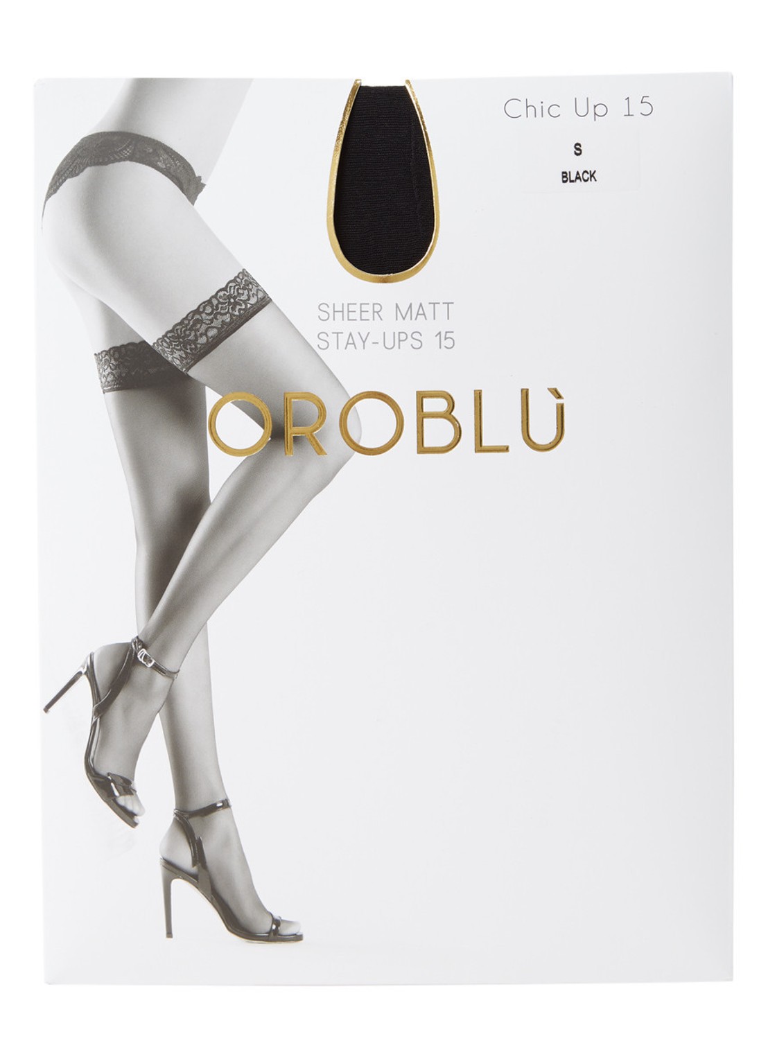 Oroblu Chic stay-ups in 15 denier  - voorkant 3 zwart