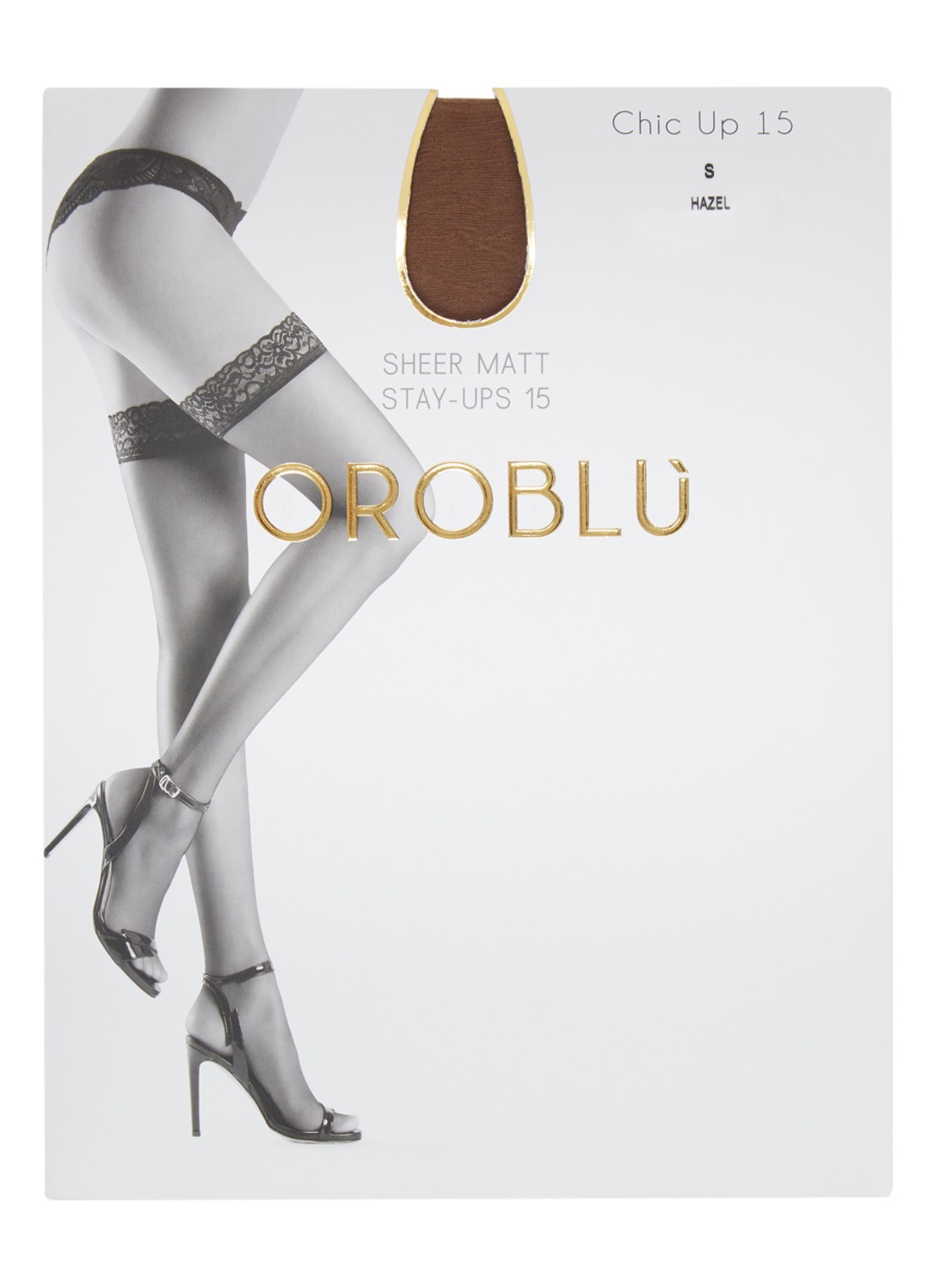 Oroblu Chic stay-ups in 15 denier  - voorkant hazelnootbruin