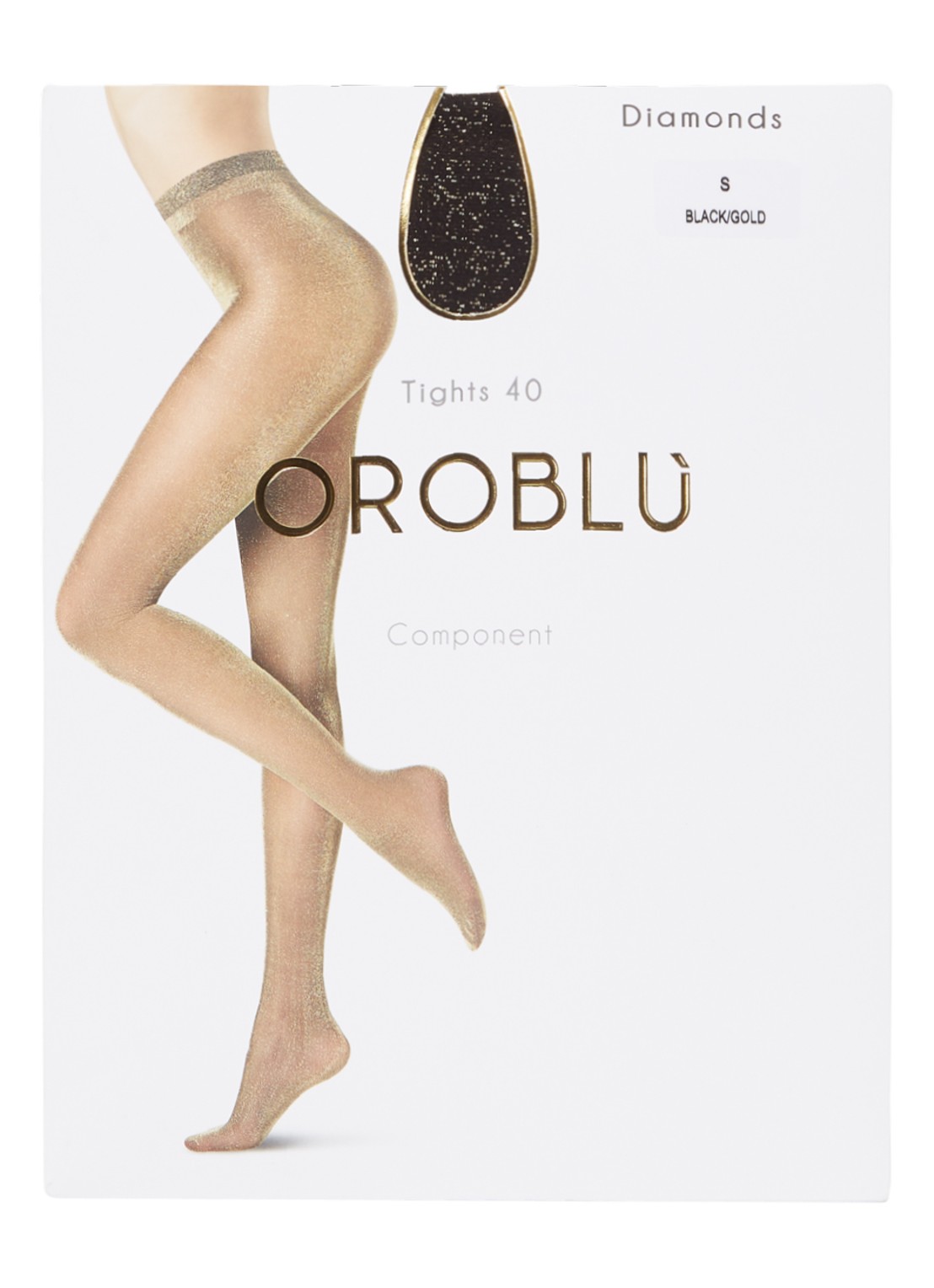 Oroblu Diamonds panty in 40 denier met glitter - voorkant 3 goud