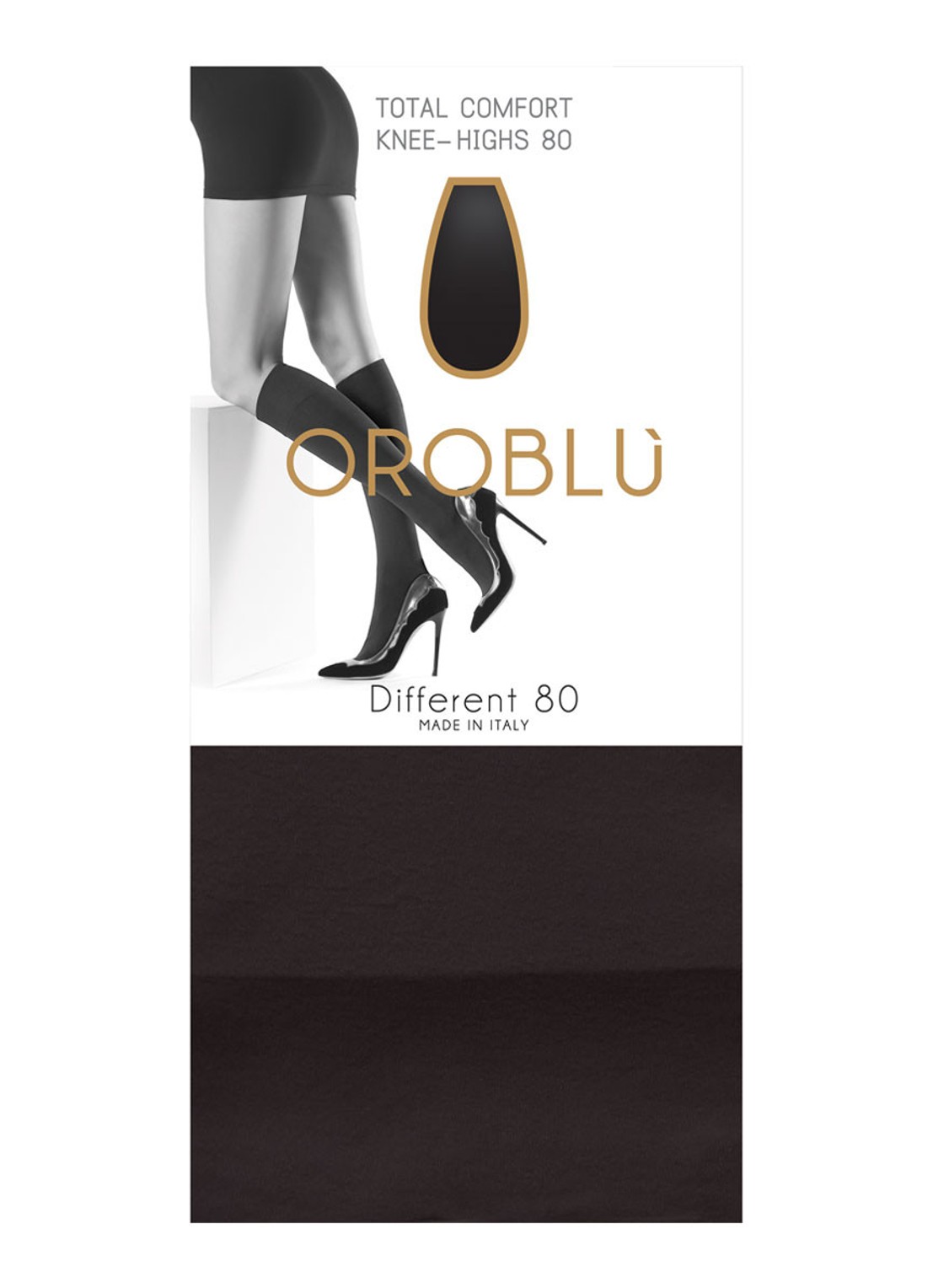 Oroblu Gambaletto Different kniekousen in 80 denier - voorkant 2 zwart