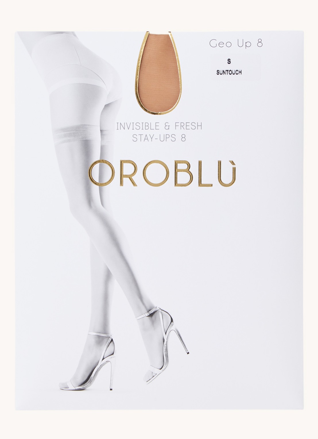Oroblu Geo Up hold-ups in 8 denier  - voorkant beige