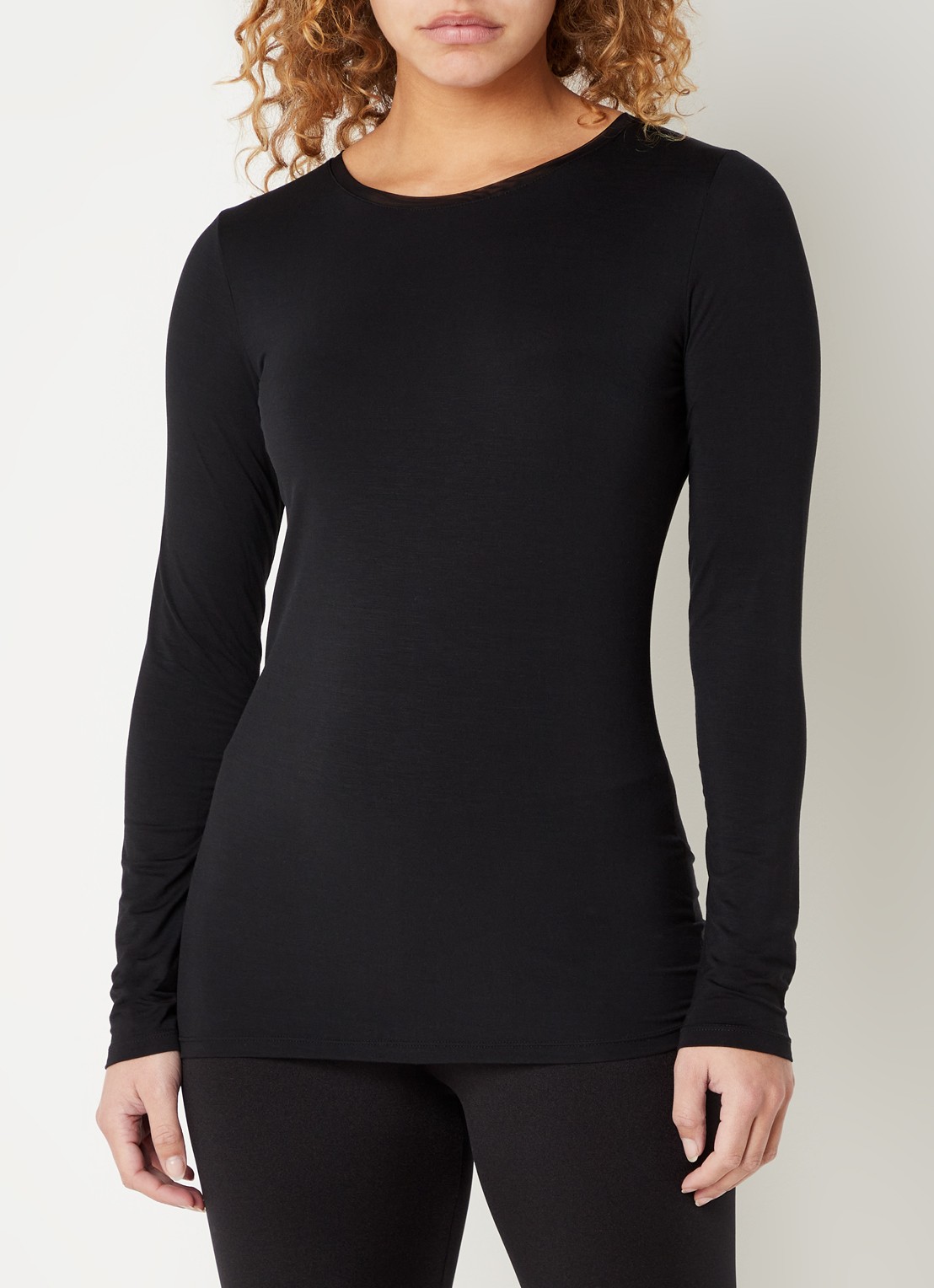 Oroblu Longsleeve met ronde hals  - detail zwart