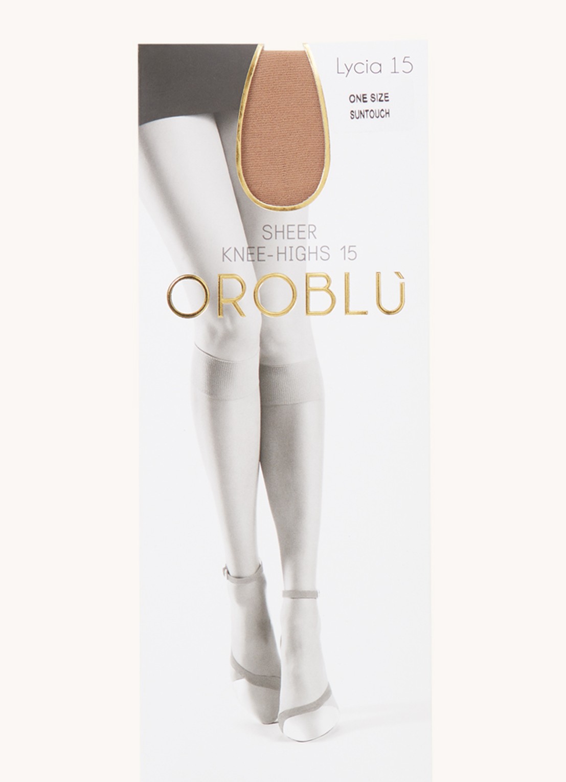 Oroblu Lycia kniekousen in 15 denier  - voorkant 2 lichtbruin