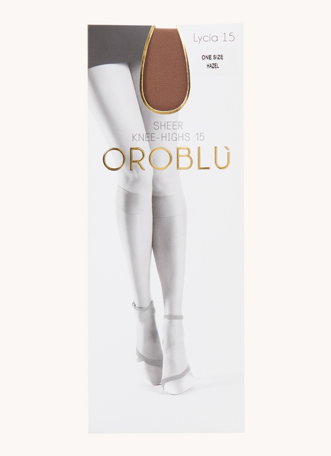 Oroblu Lycia kniekousen in 15 denier  - voorkant 2 hazelnootbruin