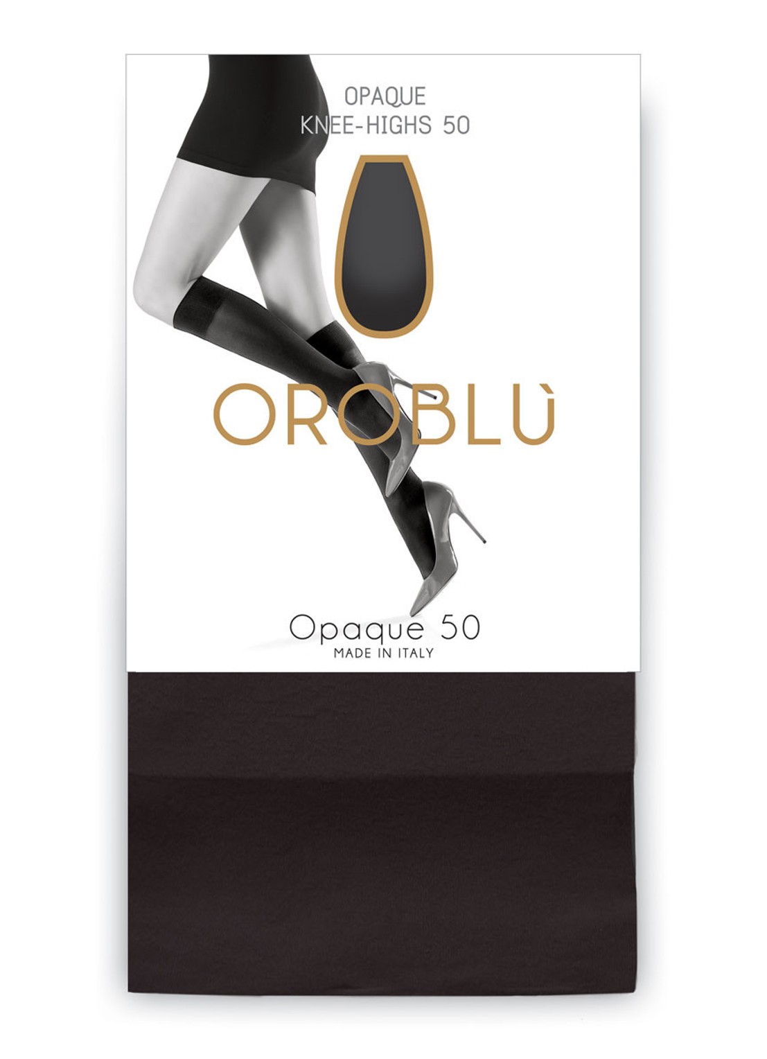 Oroblu Mi-Bas Opaque pantysokken in 50 denier - voorkant 2 donkerblauw