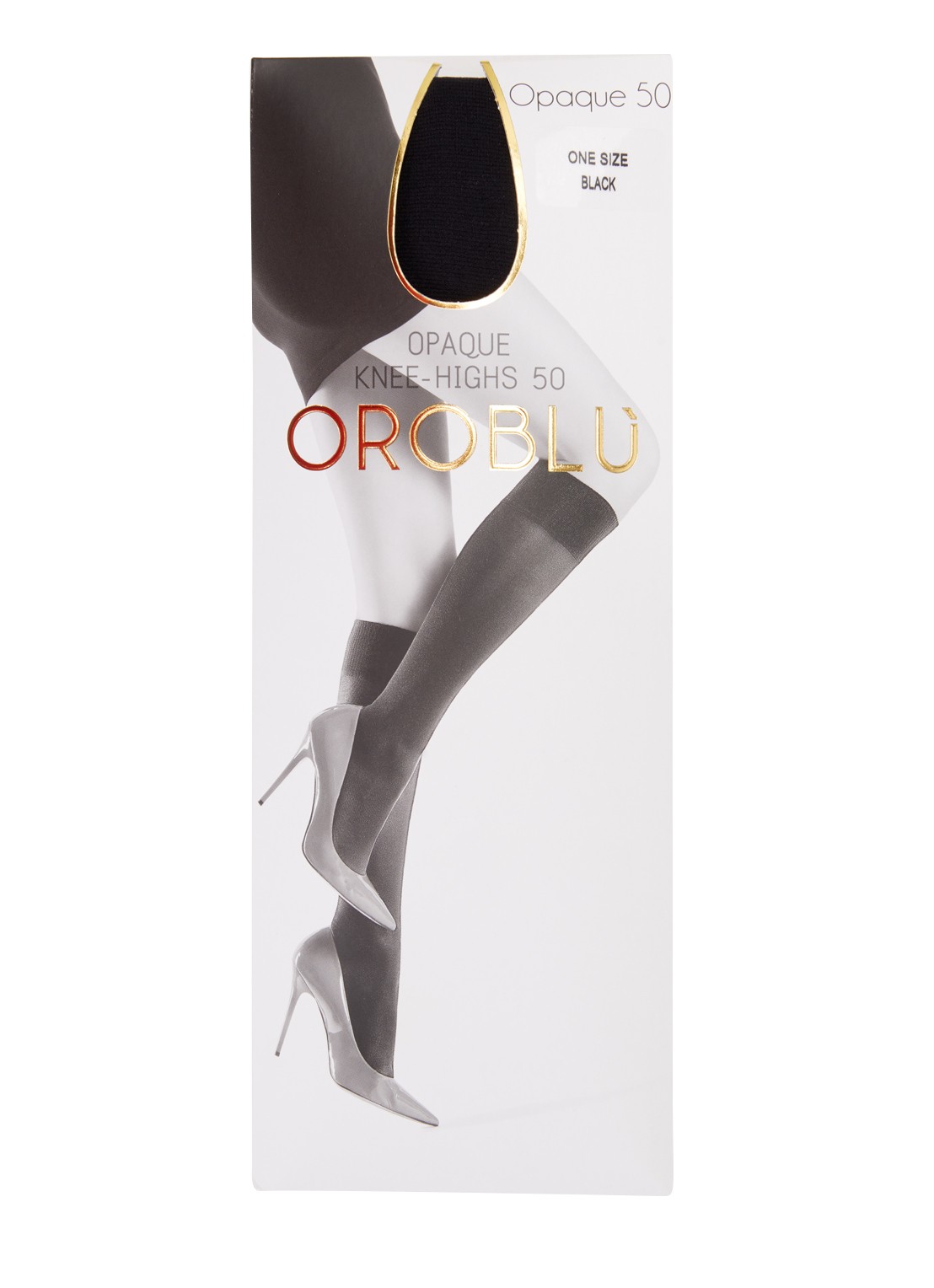 Oroblu Mi-Bas Opaque pantysokken in 50 denier - voorkant 2 zwart