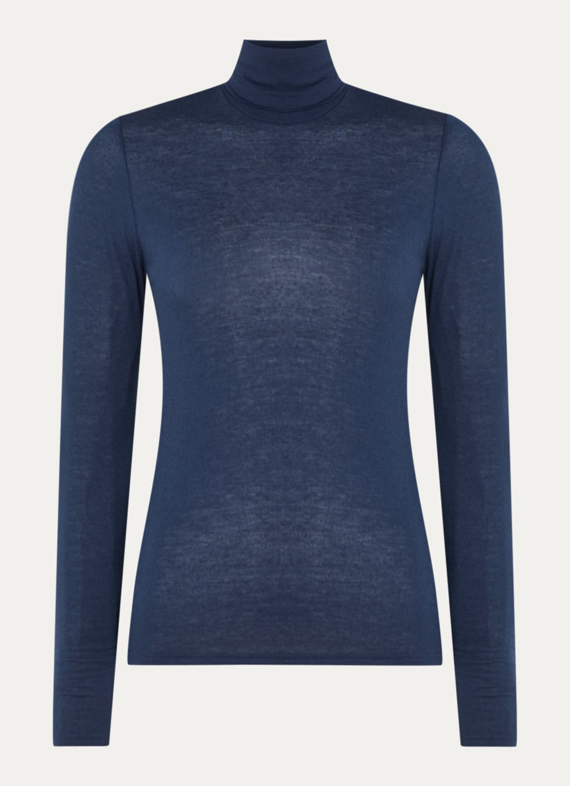 Oroblu Perfect Line Cashmere longsleeve in kasjmierblend met col - voorkant blauw