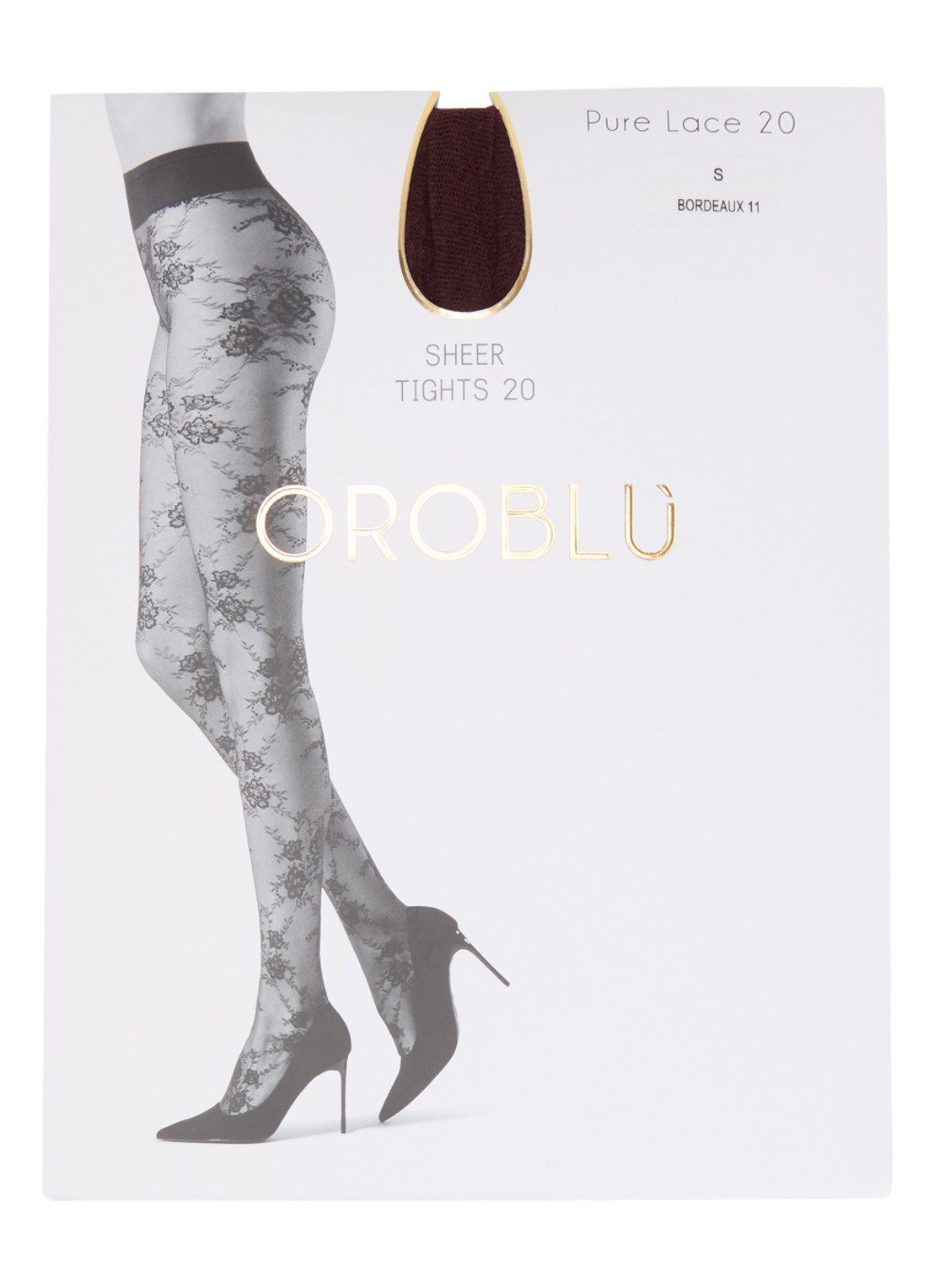 Oroblu Pure Lace panty van kant in 20 denier - voorkant bordeauxrood
