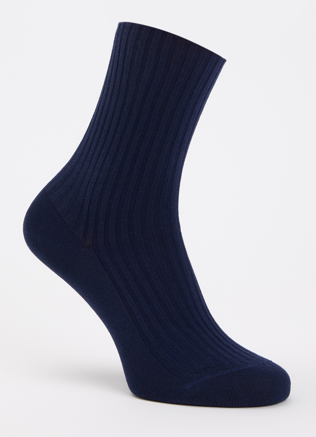 Oroblu Ribgebreide sokken in katoenblend - voorkant donkerblauw
