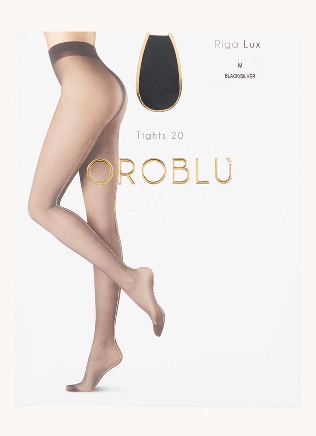 Oroblu Riga Lix naadpanty in 20 denier met siernaad van lurex - voorkant 3 zilver