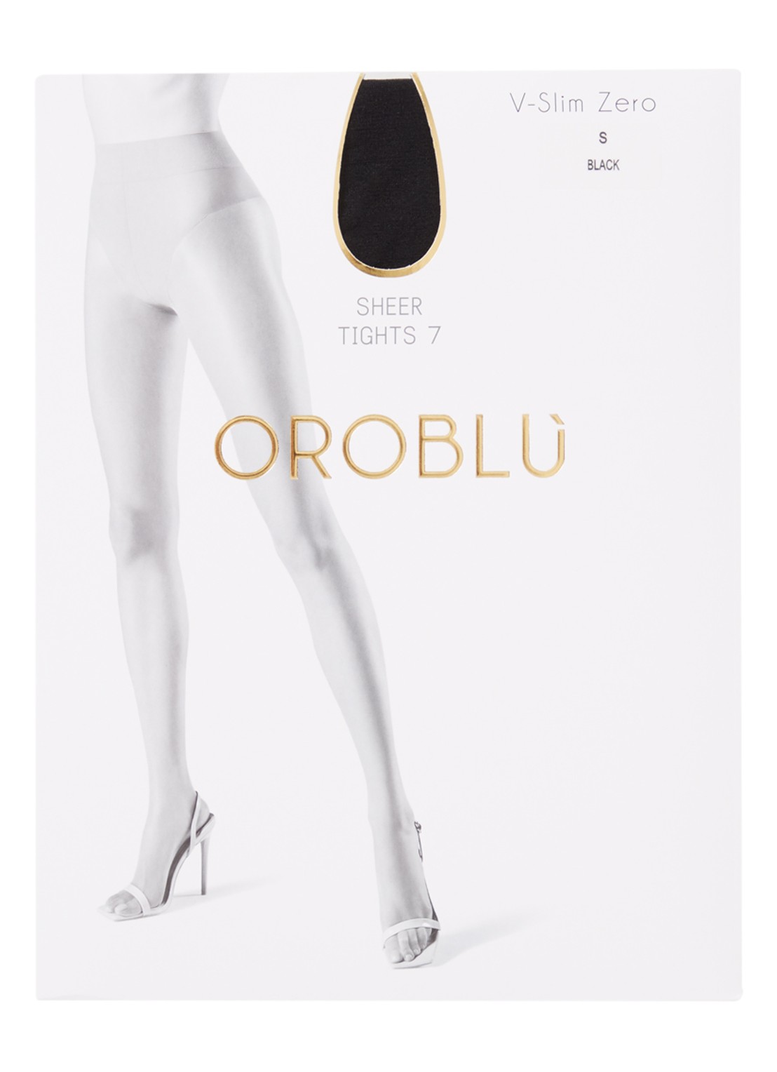 Oroblu V-Slim Zero corrigerende naadloze panty in 7 denier - voorkant zwart