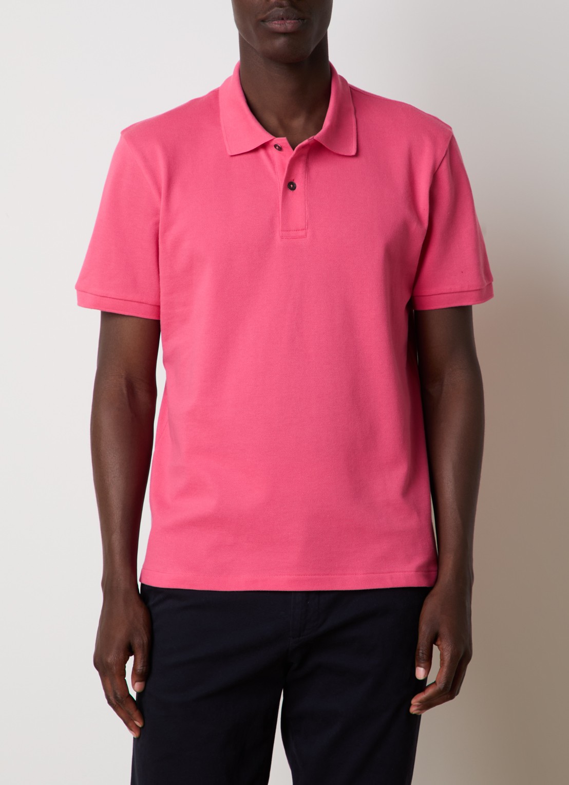 Oscar Jacobson Alex regular fit polo van piqué katoen - detail koraalroze
