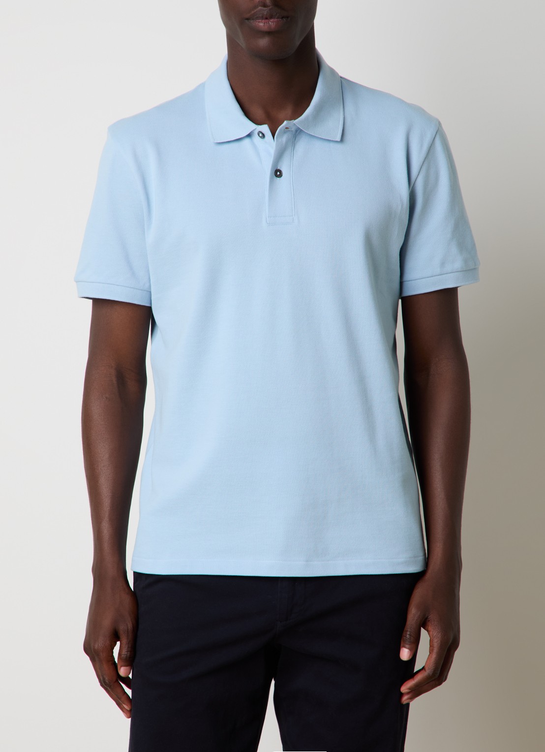 Oscar Jacobson Alex regular fit polo van piqué katoen - detail 3 lichtblauw
