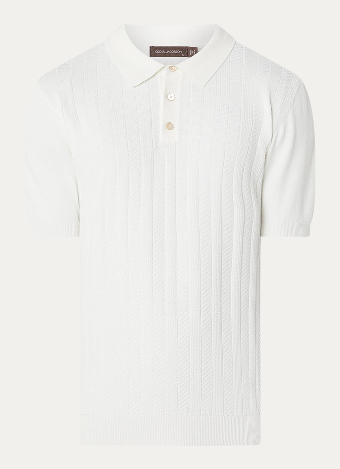 Oscar Jacobson Barto regular fit polo met ingebreid patroon - voorkant 4 gebroken wit