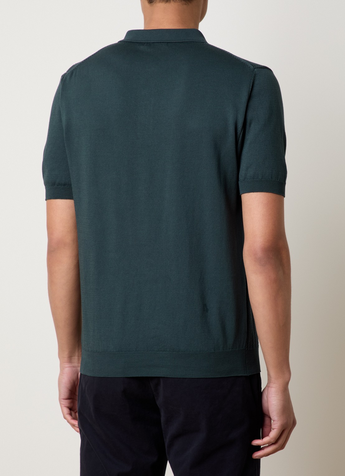 Oscar Jacobson Barto regular fit polo met ingebreid patroon - achterkant 3 groen