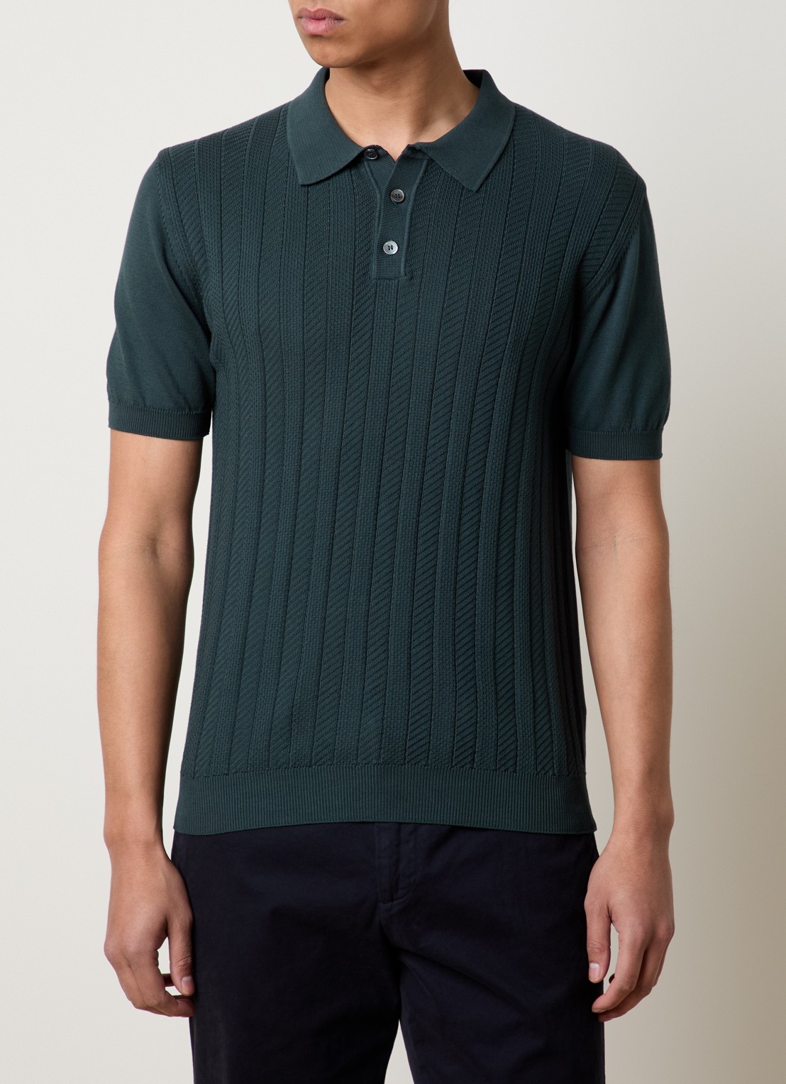Oscar Jacobson Barto regular fit polo met ingebreid patroon - detail 4 groen